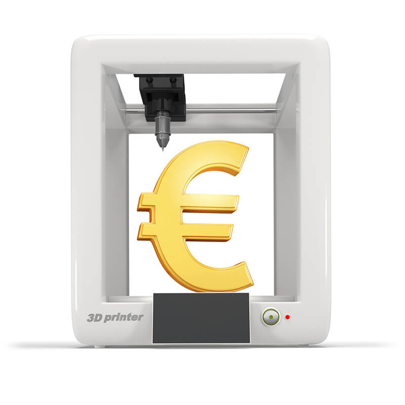 3d-Drucker druckt Euro-Symbol