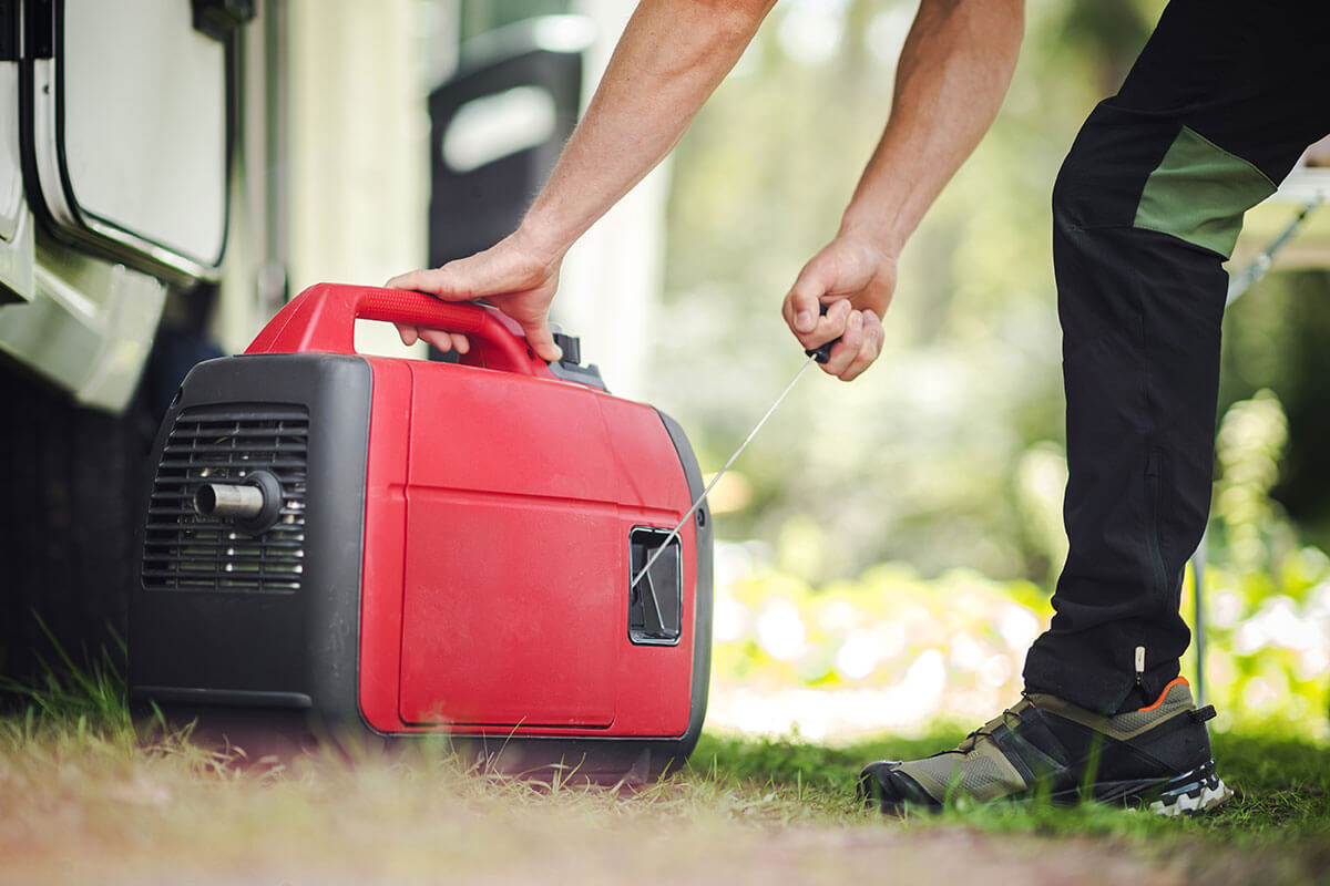 Inverter wird mit Zugseil gestartet