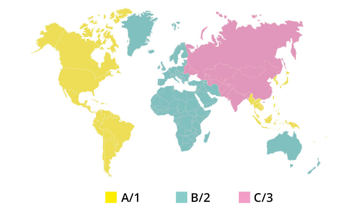 Regionalcode Weltkarte