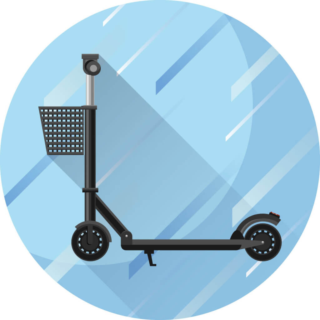 Elektro-Scooter mit Korb