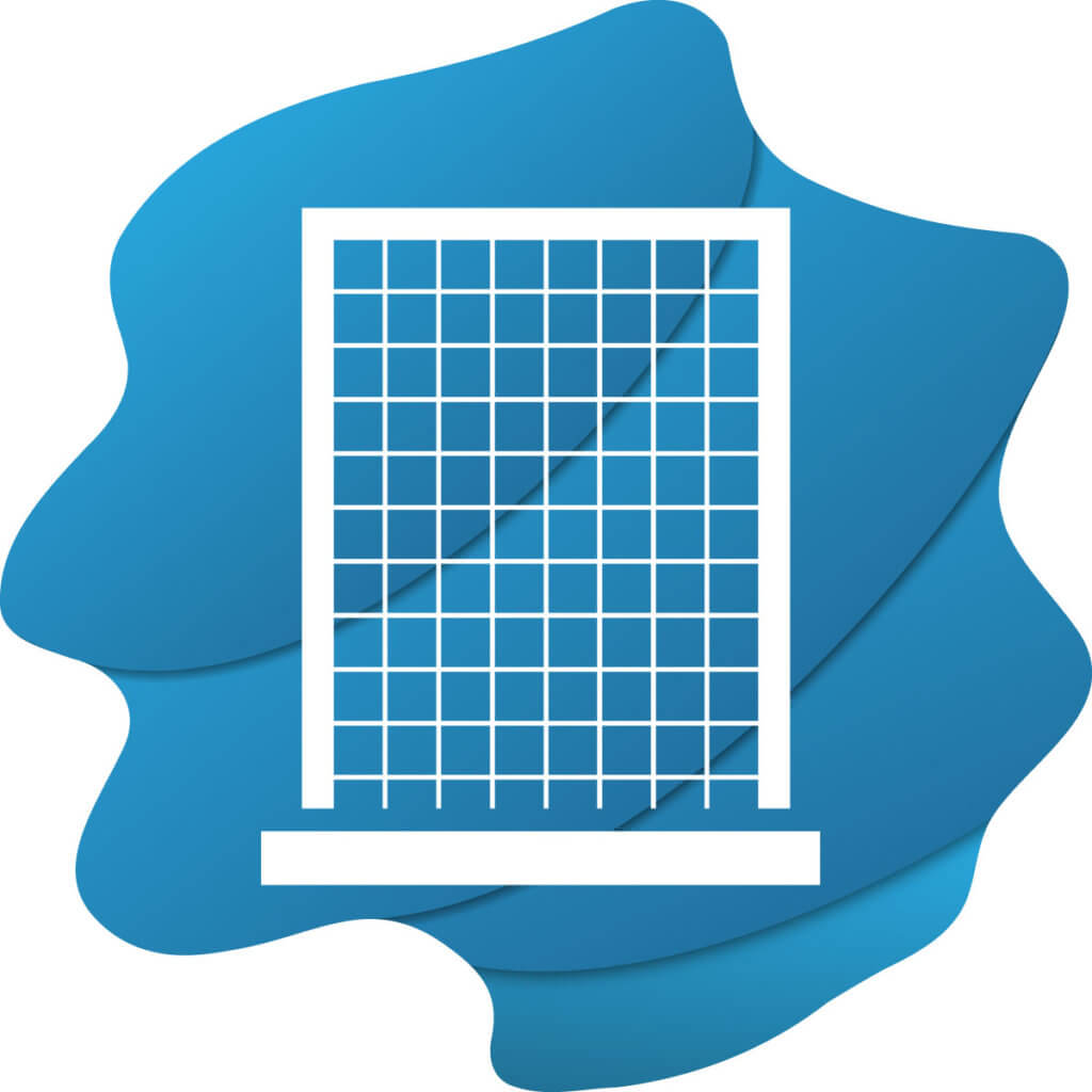 Icon für Reinigungsflaeche: Eine gerastertes Fenster