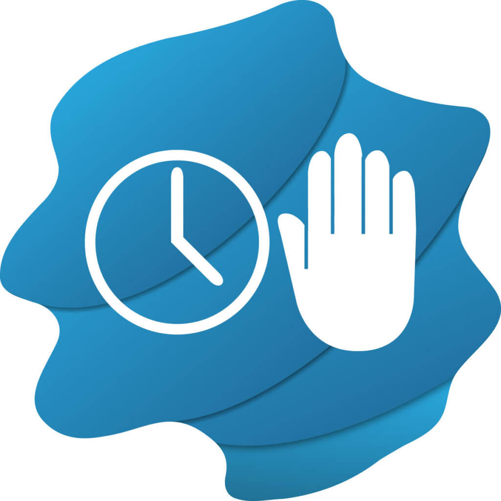 Icon für Nutzungsdauer: Eine Uhr und eine Hand