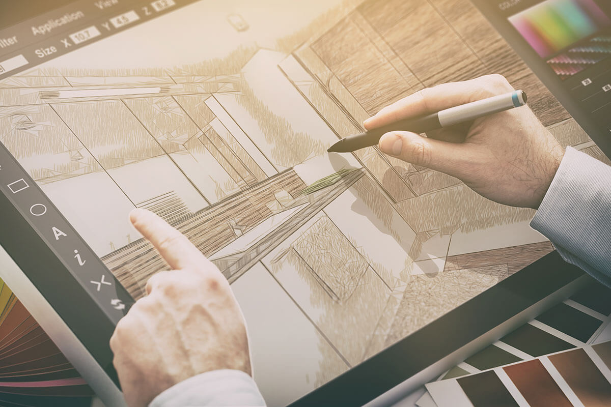 zecihnen auf grafiktablett mit bildschirm