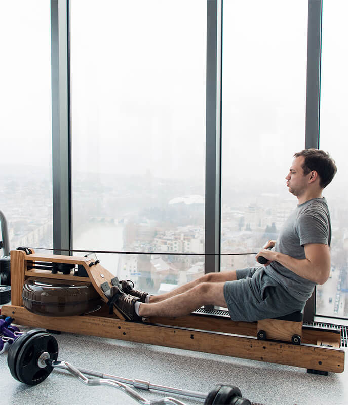 Ruderergometer aus Holz