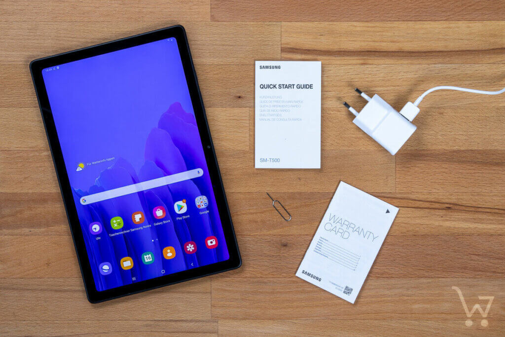 Lieferumfang eines Samsung-Tablets